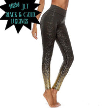 Load image into Gallery viewer, Black &amp; Gold Leggings - Just A Little Tea