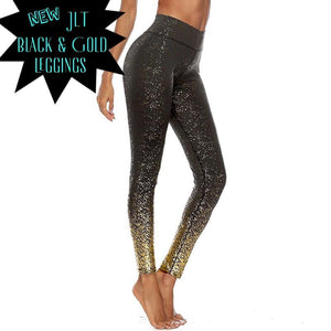 Black & Gold Leggings - Just A Little Tea