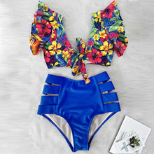 Load image into Gallery viewer, Tropical Paradise High waisted Bikini with Ruffle top